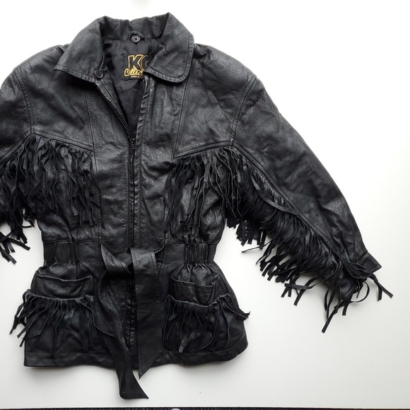 KC Collection Jackets & Blazers - Vintage Motorcycle Leather Fringe Jacket